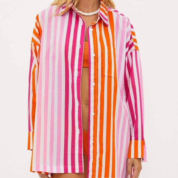 NWOT Beach Riot Women's Size Petite Large Multicolor Sunset Stripes Alexa Top - Picture 1 of 5